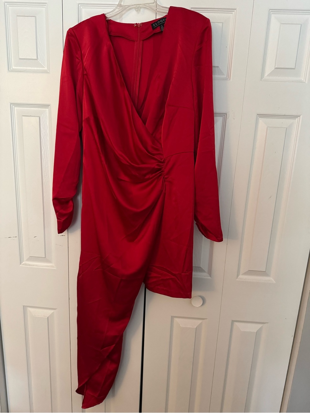 Eloquii Red Draped V-Neck Mini Dress